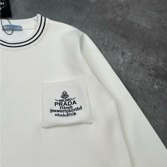 Prada Women's White Sweater with Black Accents - Picture 2 of 6